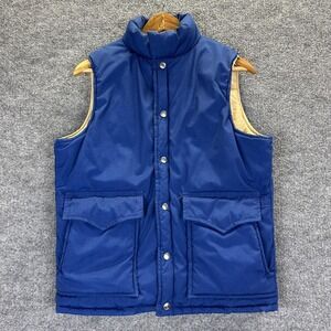 Vintage Sunbuster Vest Mens Medium Blue Puffer Insulated Snap Front 70s 80s